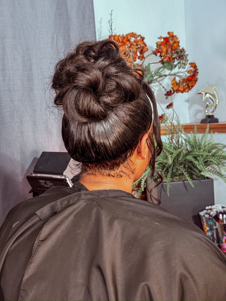 Textured High Bun Detail